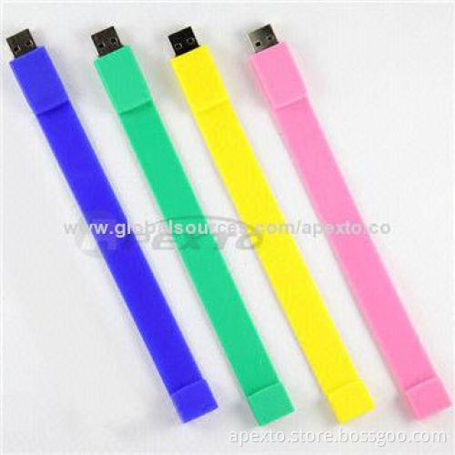 Bracelet/Wristband USB Flash Drives, Customized Logos Can be Printed